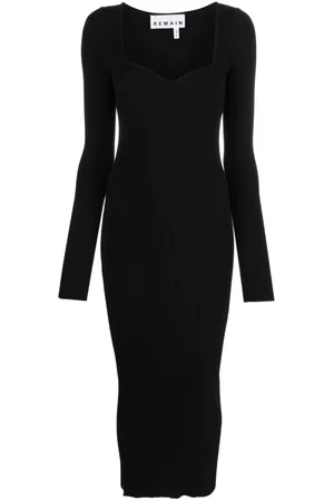 REMAIN Sweetheart-neck knitted midi dress