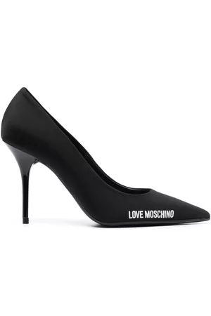 Moschino 100mm logo-print leather pumps