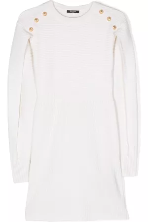 Balmain Ribbed-knit buttoned dress