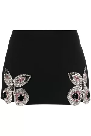 AREA Crystal-embellished butterfly mini skirt