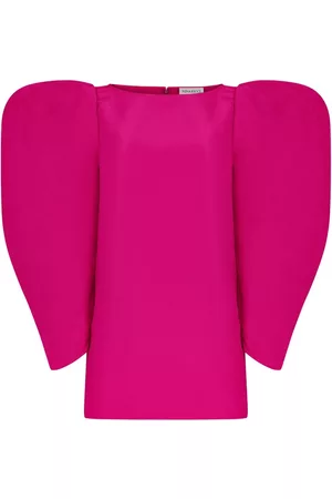 Nina Ricci Gathered-sleeves taffeta dress