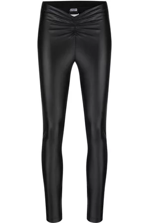 VERSACE Ruched coated leggings