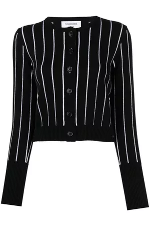 Thom Browne Pinstripe cropped crew neck cardigan