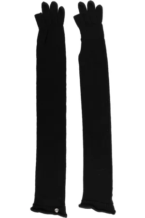 Rick Owens Distressed knitted elbow-length gloves