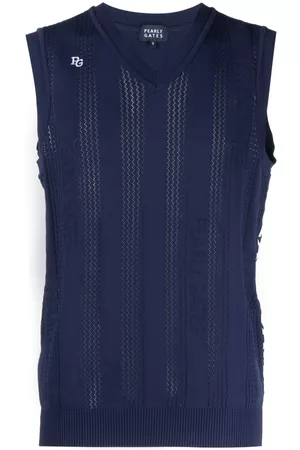 PEARLY GATES Logo-jacquard V-neck knitted vest