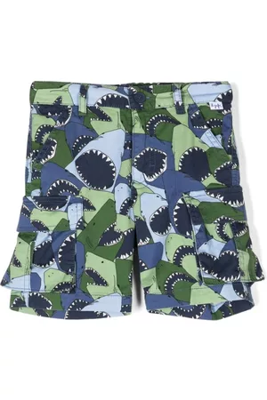Il gufo Shark-print stretch-cotton shorts