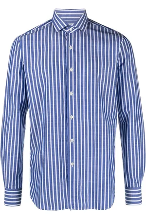 Xacus Striped long-sleeve cotton shirt