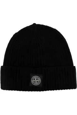 Stone Island Logo-patch ribbed beanie