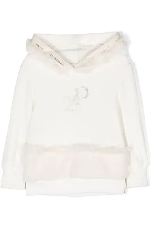 Lapin House Embroidered ruffle-trim hoodie