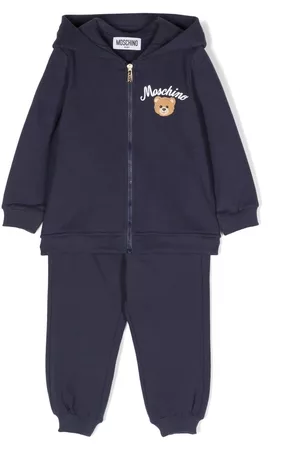 Moschino Bear-print cotton zipped hoodie