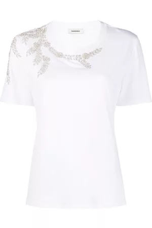 Sandro Floral rhinestone-embellished T-shirt
