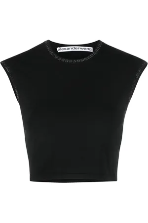 Alexander Wang Crystal-embellished logo crop top