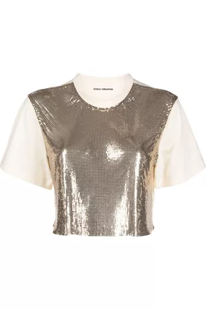 Paco rabanne Chainmail-panel cropped T-shirt