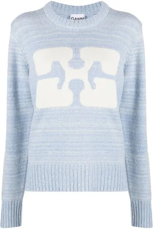 Ganni Intarsia-knit logo jumper