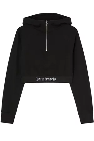 Palm Angels Logo-strap cotton cropped sweatshirt