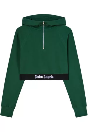 Palm Angels Logo-tape cropped hoodie