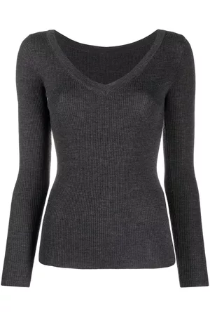 P.A.R.O.S.H. V-neck ribbed knitted top