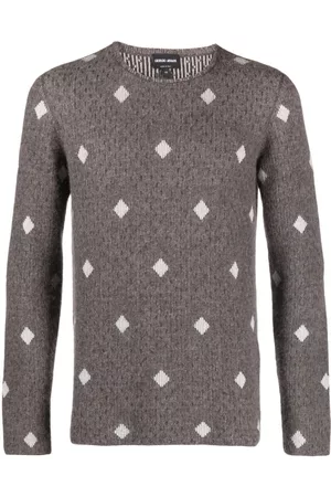 Giorgio Armani Diamond-jacquard crew-neck jumper