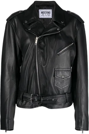 Moschino Peace-sign leather biker jacket