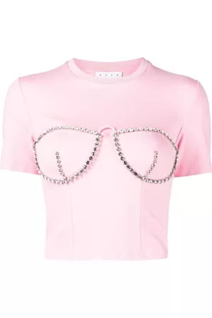 AREA Crystal-embellished bustier-cup T-shirt