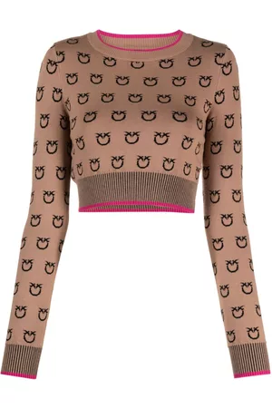 Pinko Logo-print knitted cropped jumper
