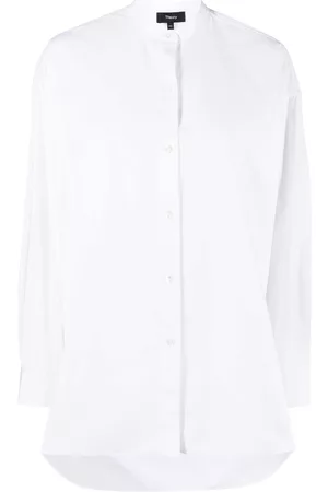 THEORY Collarless cotton shirt