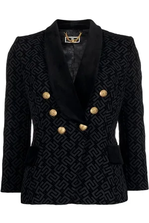 Elisabetta Franchi Flocked double-breasted blazer