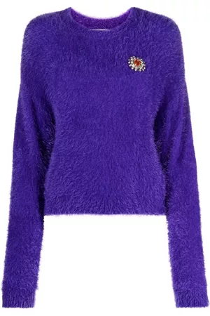 Moschino Floral-appliqué brushed jumper