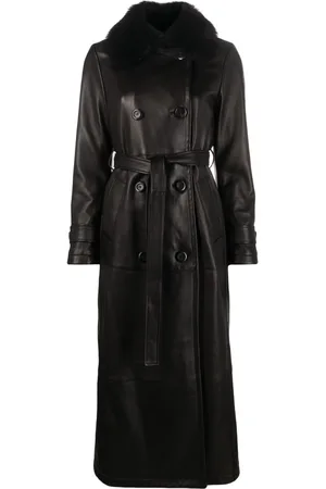 Blancha Shearling-collar double-breasted coat