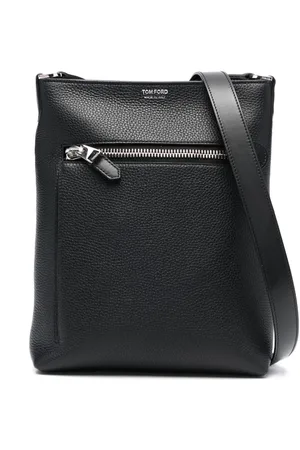 Tom Ford Logo-print leather messenger bag