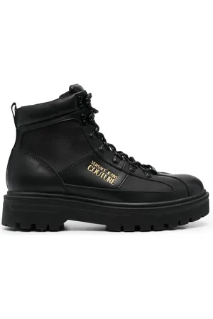 VERSACE Logo-lettering lace-up boots