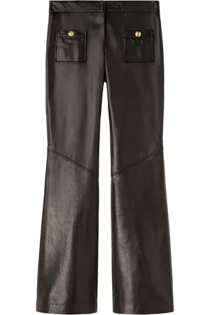 Palm Angels Mid-rise leather flared trousers