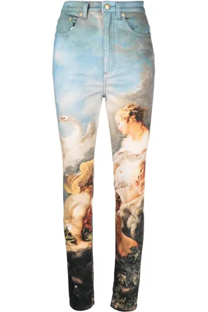 Roberto Cavalli Graphic-print high-waisted skinny jeans