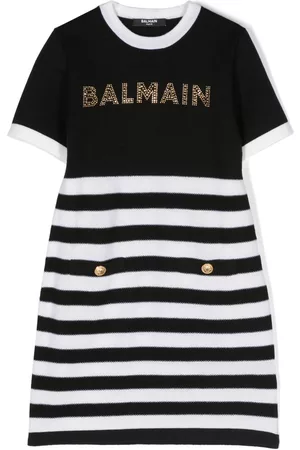 Balmain Crystal-embellished striped dress