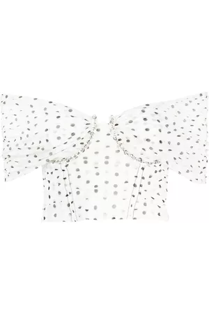 Self-Portrait Polka-dot print cropped top