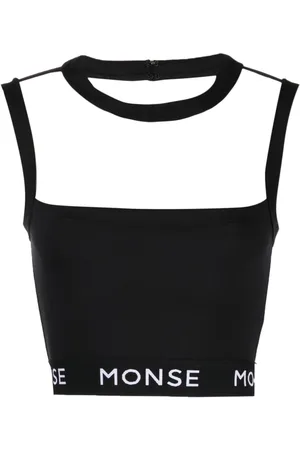 MONSE Logo-print panelled crop top