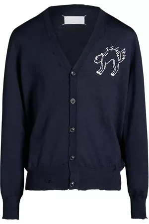Maison Margiela Intarsia-knit wool cardigan