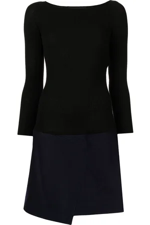 Paule Ka Draped wool wrap-skirt dress