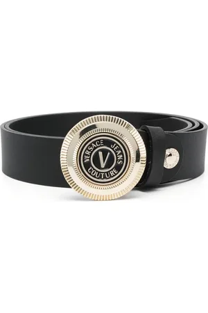 VERSACE Logo-buckle leather belt
