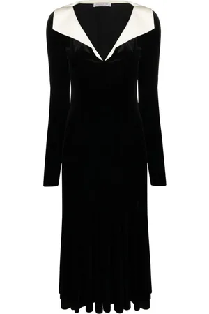 Serafini Long-sleeve velvet midi dress