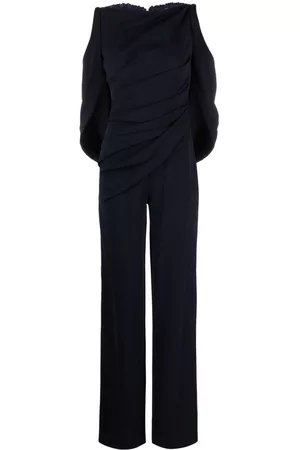 TALBOT RUNHOF Cold-shoulder lace-panel jumpsuit