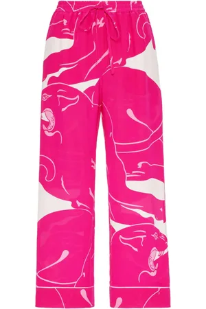 VALENTINO GARAVANI Panther-print silk cropped trousers
