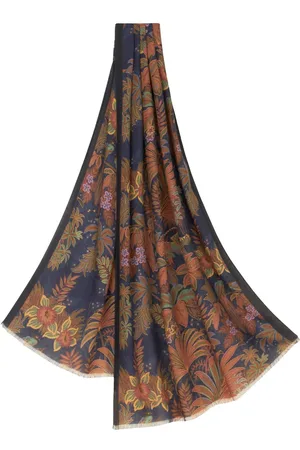 Etro Floral-print frayed-edge scarf
