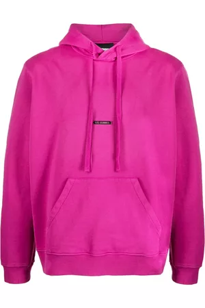Les Hommes Logo-plaque cotton hoodie