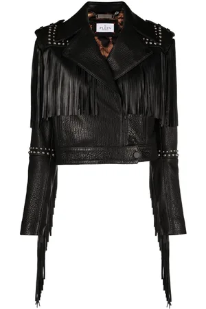 Philipp Plein Fringed cropped leather jacket