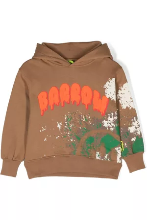 BARROW Paint-splatter logo-print cotton hoodie