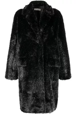 Serafini Metallic-threading faux-fur coat