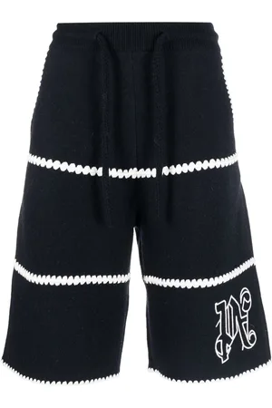 Palm Angels Monogram-embroidered wool-blend shorts