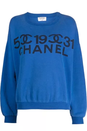 CHANEL 1990-2000s logo-print cotton sweatshirt
