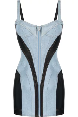 MUGLER Corset denim minidress